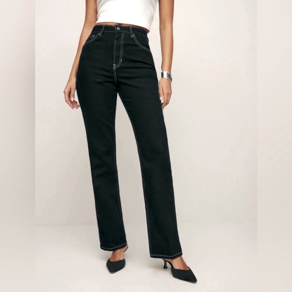 Reformation Denim - NWT Reformation Pamela Ultra High Rise Black Straight Leg Jeans size 31